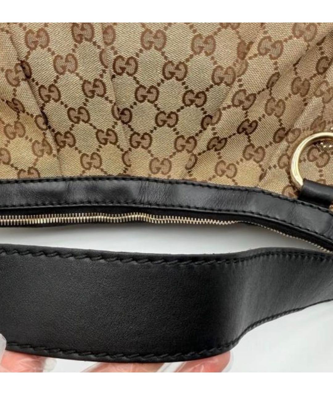 GUCCI Коричневая тканевая сумка с короткими ручками, фото 8
