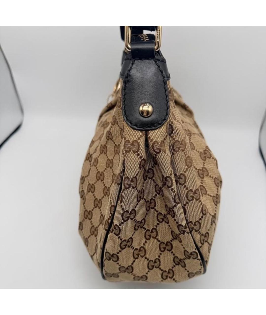 GUCCI Коричневая тканевая сумка с короткими ручками, фото 4