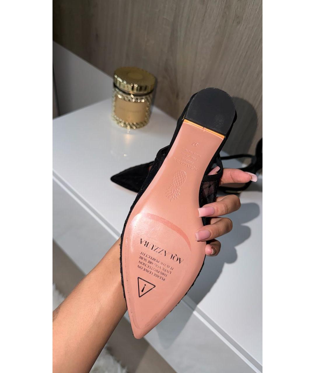 AQUAZZURA Черные синтетические балетки, фото 4