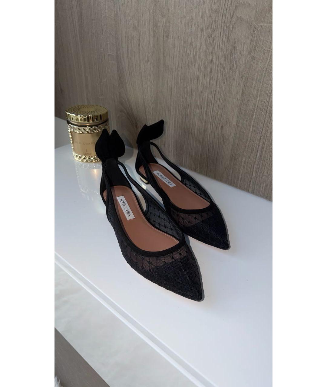 AQUAZZURA Черные синтетические балетки, фото 2