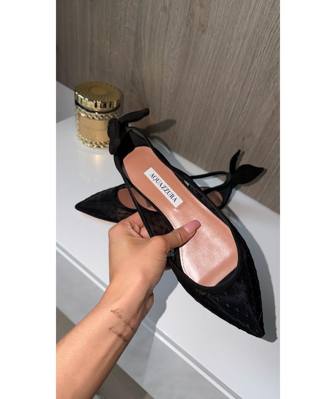 AQUAZZURA Черные синтетические балетки, фото 3