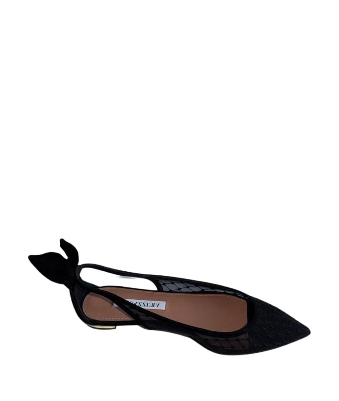 AQUAZZURA Черные синтетические балетки, фото 1