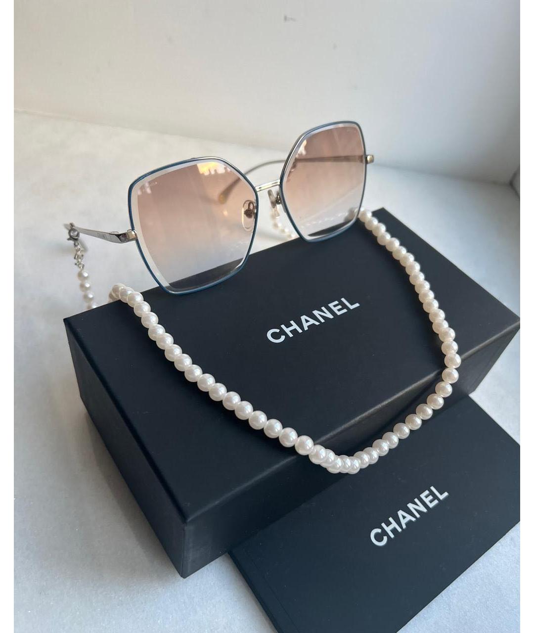 CHANEL Коричневые металлические солнцезащитные очки, фото 2
