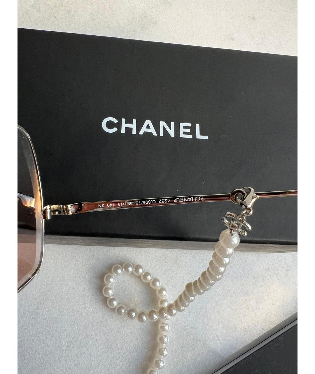 CHANEL Коричневые металлические солнцезащитные очки, фото 4