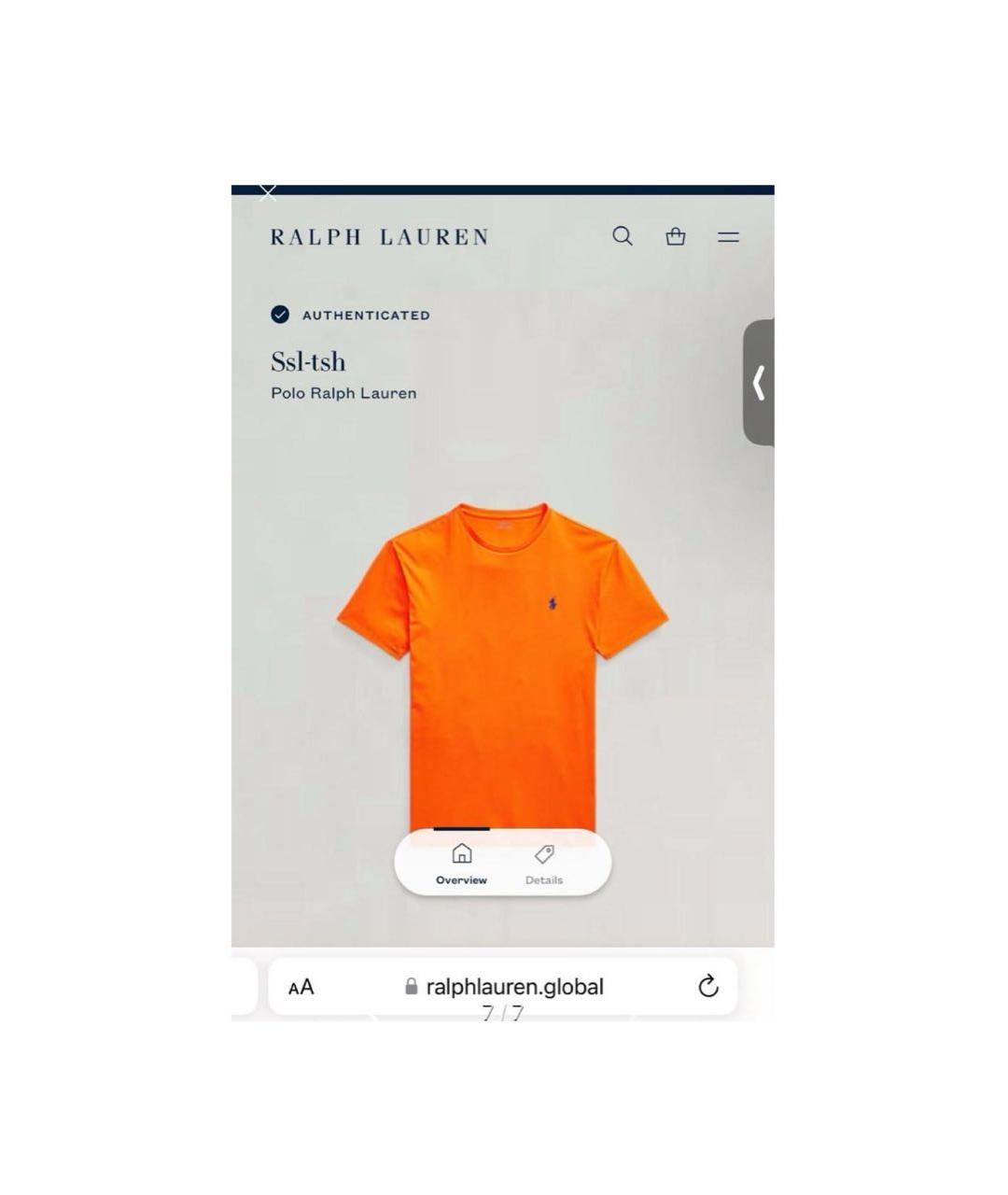 POLO RALPH LAUREN Оранжевая хлопковая футболка, фото 7