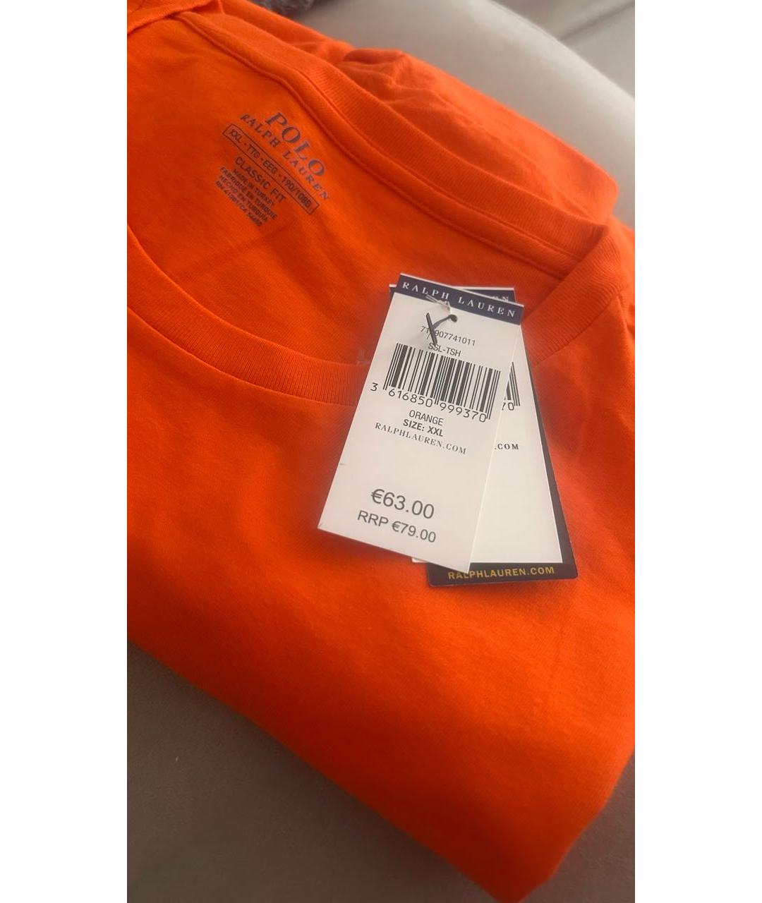POLO RALPH LAUREN Оранжевая хлопковая футболка, фото 3