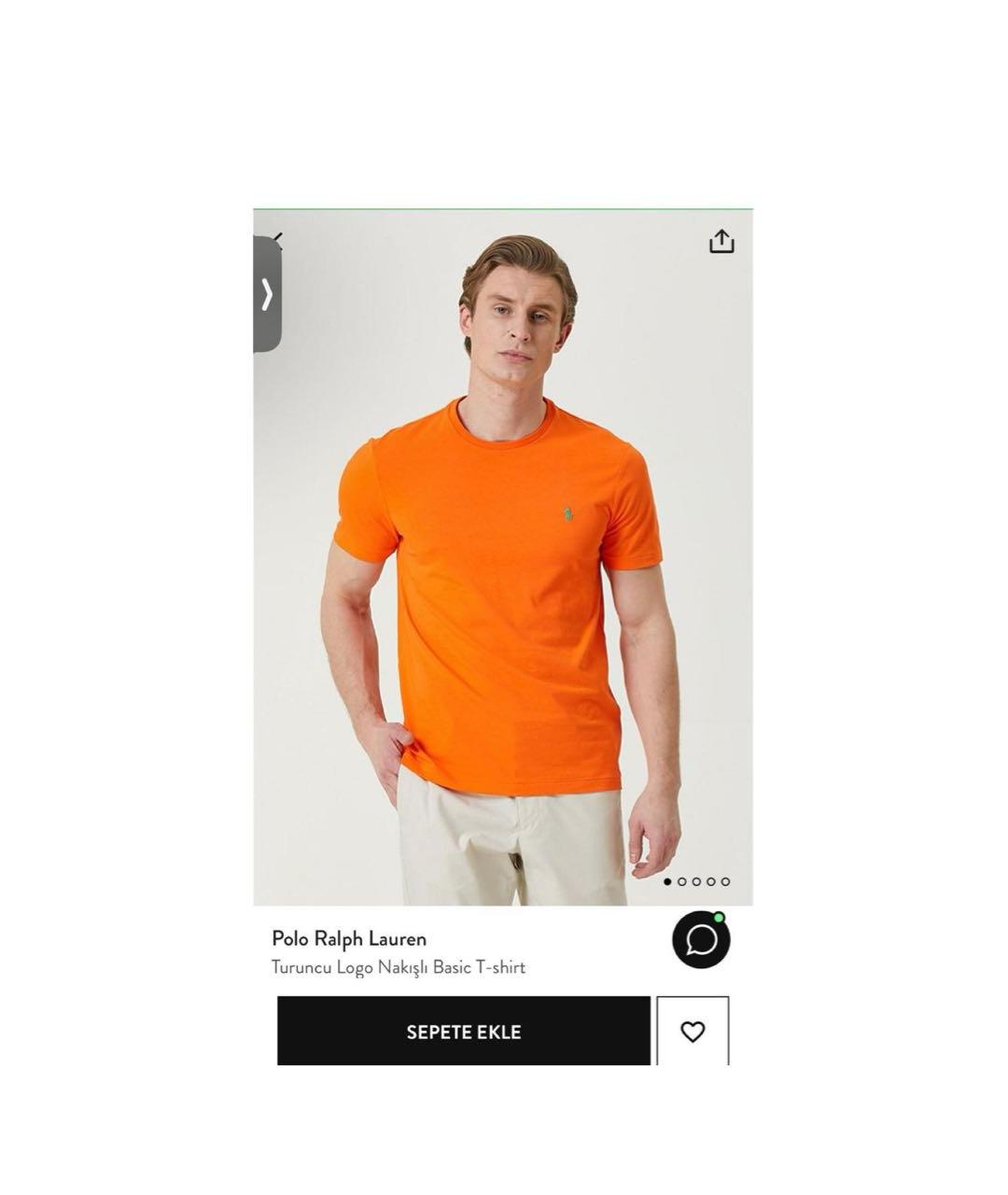 POLO RALPH LAUREN Оранжевая хлопковая футболка, фото 4