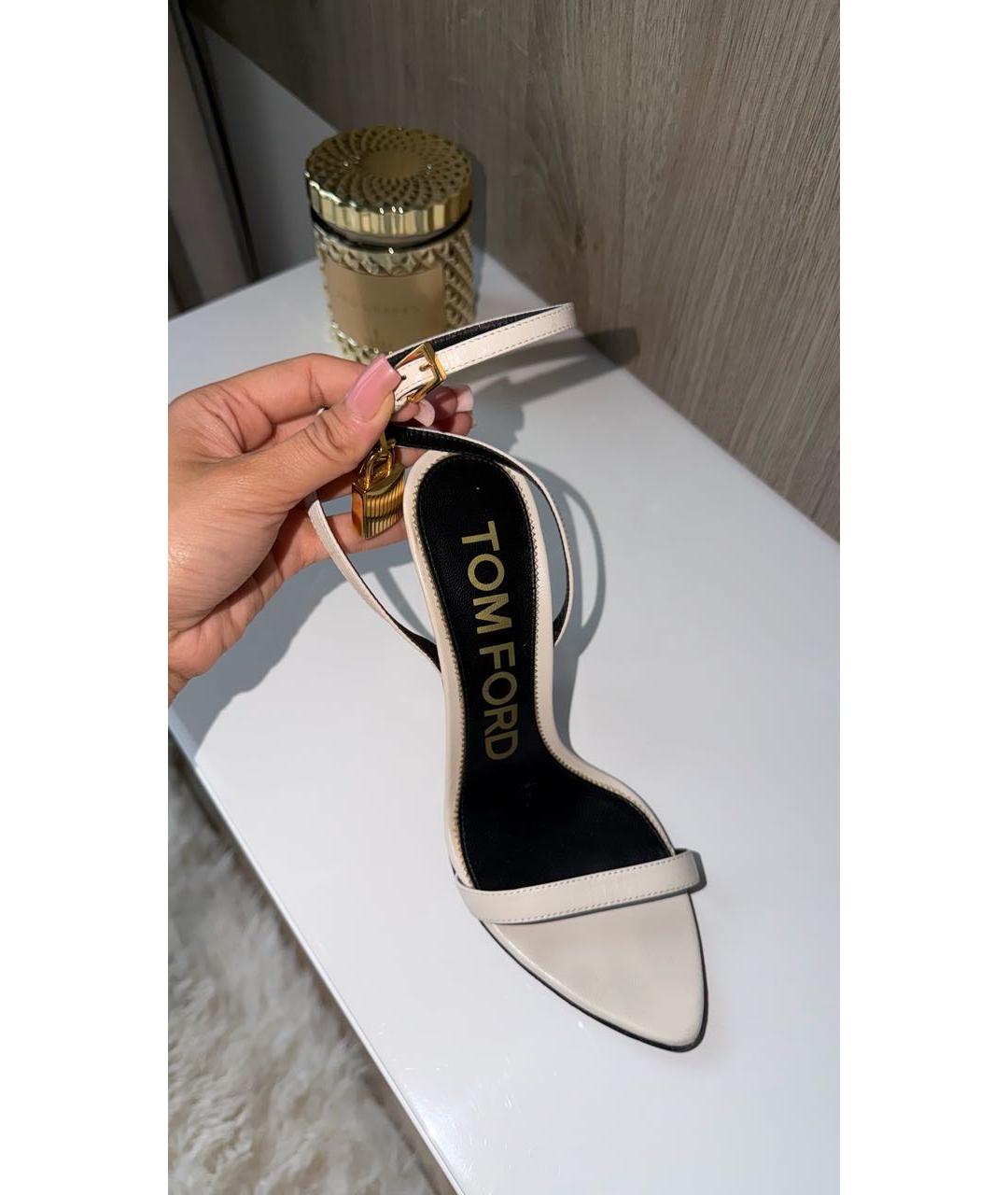 TOM FORD Белые кожаные босоножки, фото 3