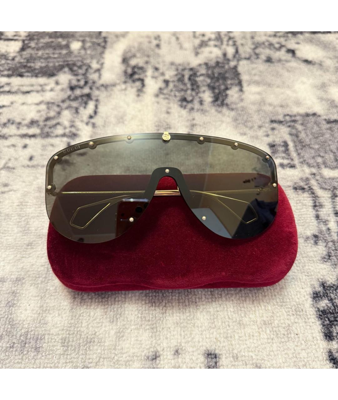 GUCCI Коричневые металлические солнцезащитные очки, фото 3