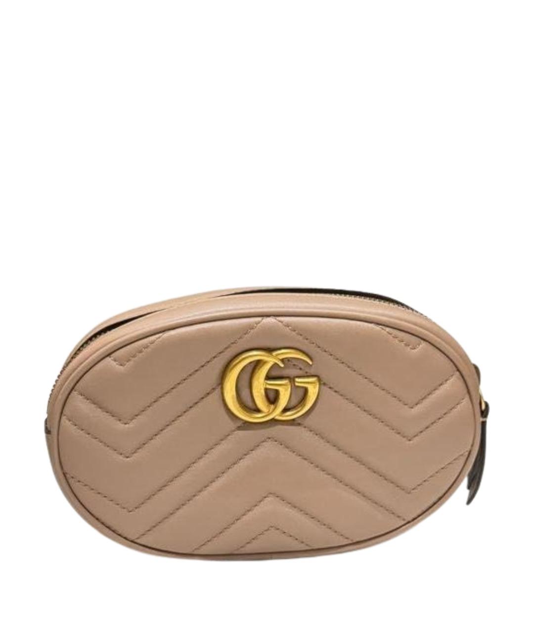 GUCCI Бежевая кожаная поясная сумка, фото 1