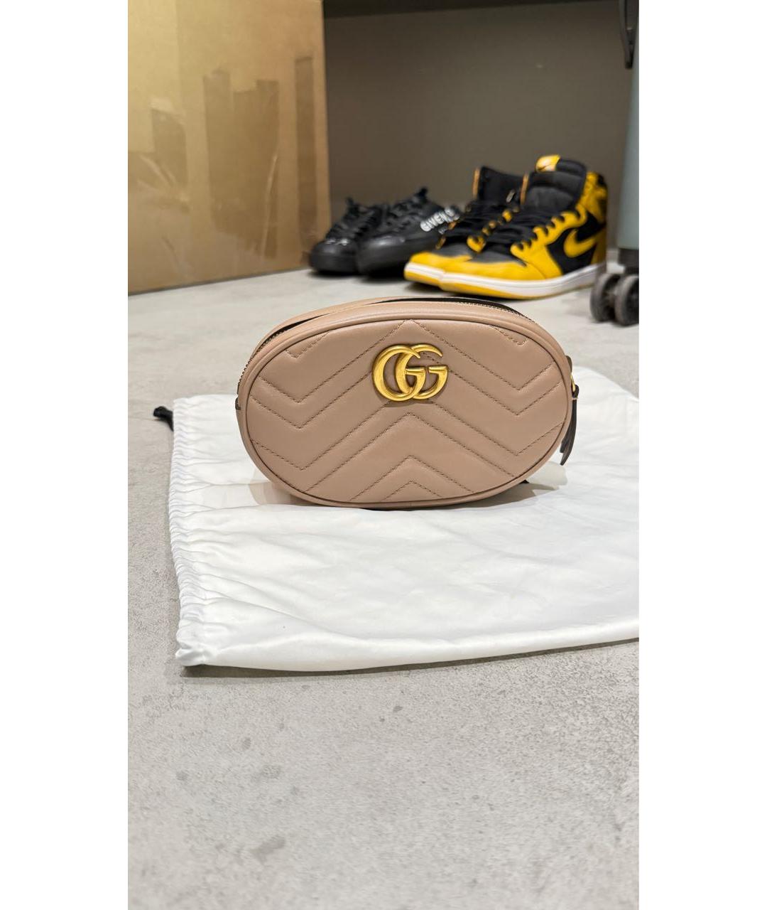 GUCCI Бежевая кожаная поясная сумка, фото 6