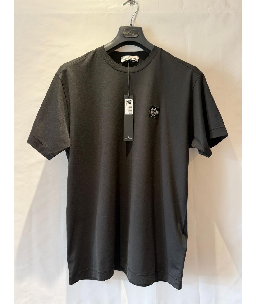 STONE ISLAND Черная хлопковая футболка, фото 5