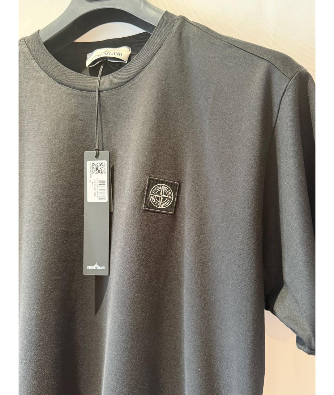 STONE ISLAND Черная хлопковая футболка, фото 2