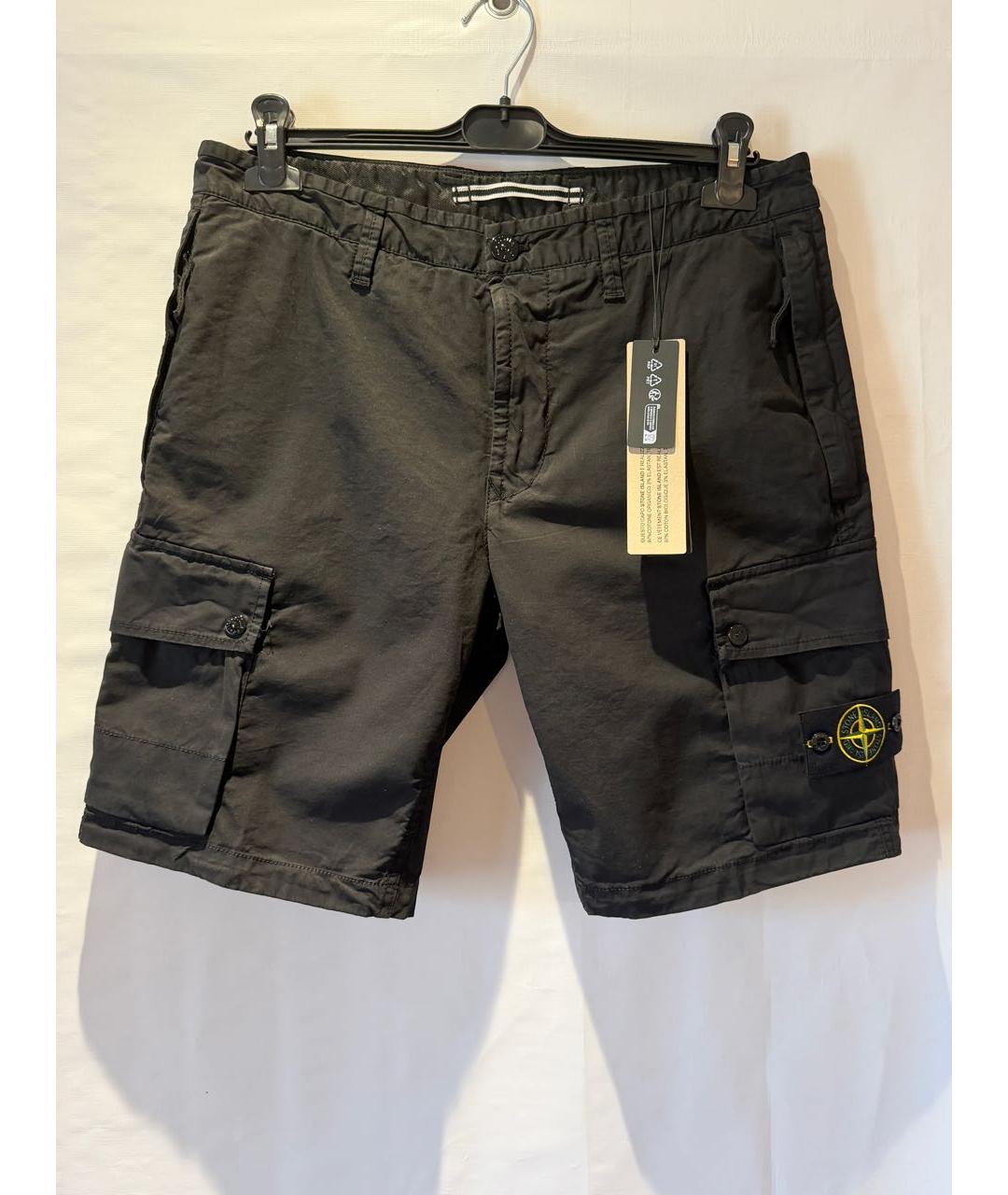 STONE ISLAND Черные хлопковые шорты, фото 5