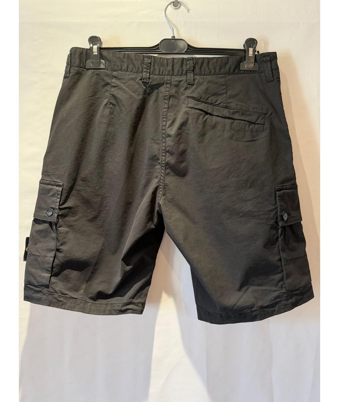 STONE ISLAND Черные хлопковые шорты, фото 3