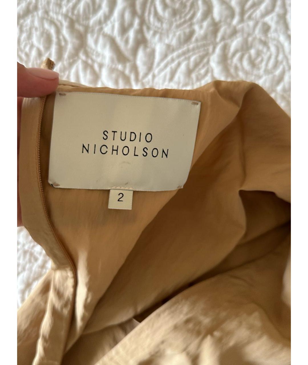 STUDIO NICHOLSON Бежевое вискозное повседневное платье, фото 3