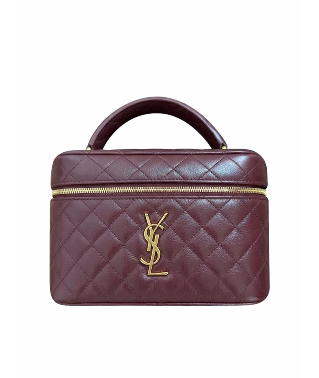 SAINT LAURENT Бордовая кожаная сумка через плечо, фото 1