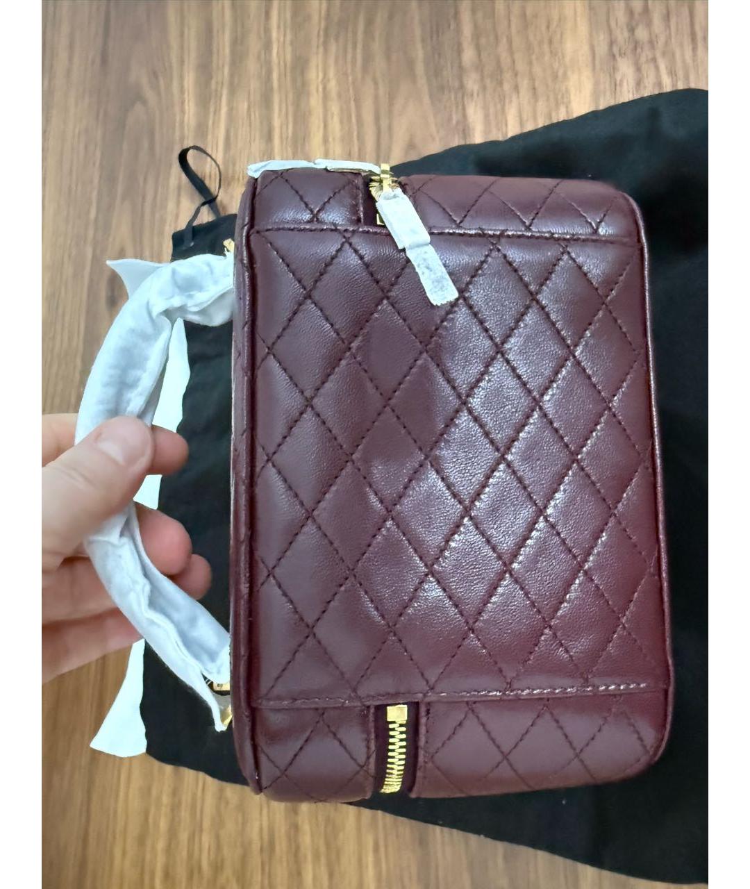 SAINT LAURENT Бордовая кожаная сумка через плечо, фото 2