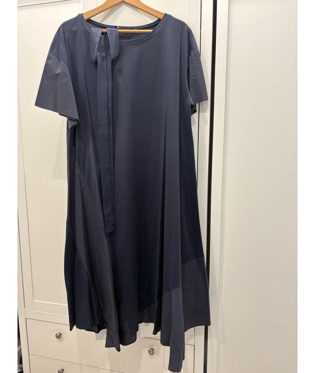 WEEKEND MAX MARA Темно-синее хлопковое повседневное платье, фото 3