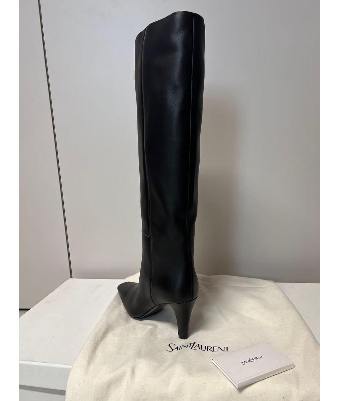 SAINT LAURENT Черные кожаные сапоги, фото 4