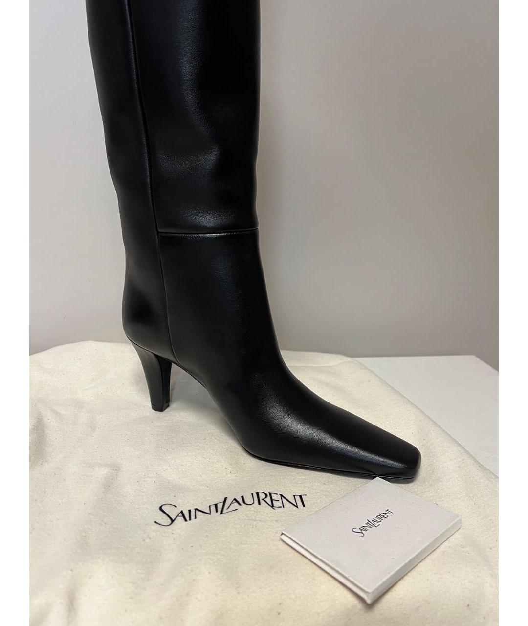 SAINT LAURENT Черные кожаные сапоги, фото 5