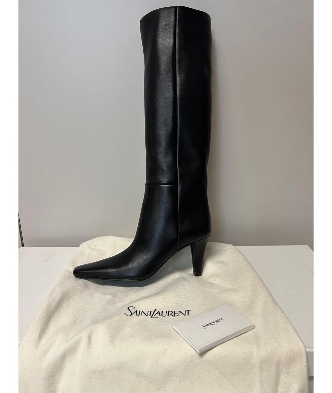 SAINT LAURENT Черные кожаные сапоги, фото 3