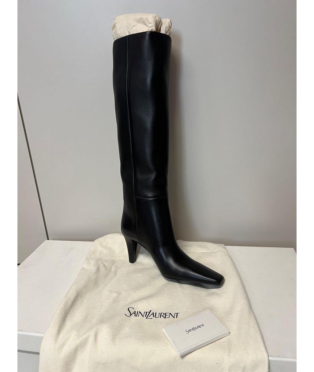 SAINT LAURENT Черные кожаные сапоги, фото 6