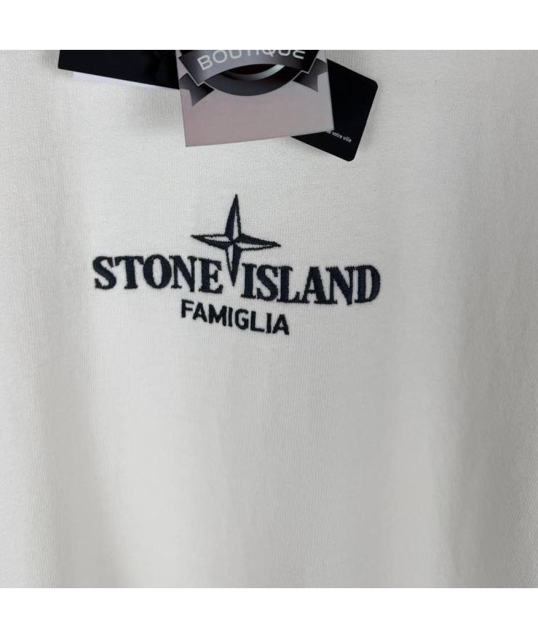 STONE ISLAND Белая хлопковая футболка, фото 5