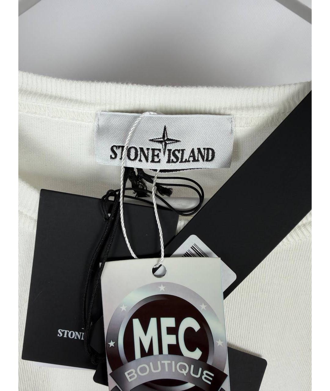 STONE ISLAND Белая хлопковая футболка, фото 4