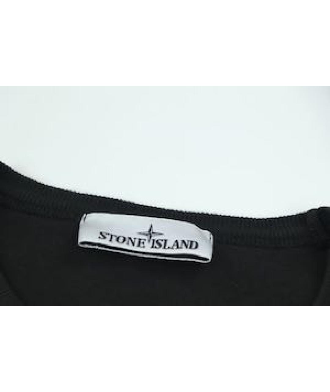 STONE ISLAND Черная хлопковая футболка, фото 4