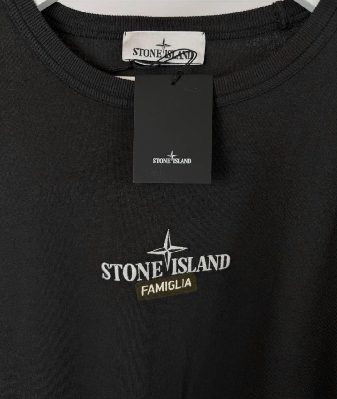 STONE ISLAND Черная хлопковая футболка, фото 2
