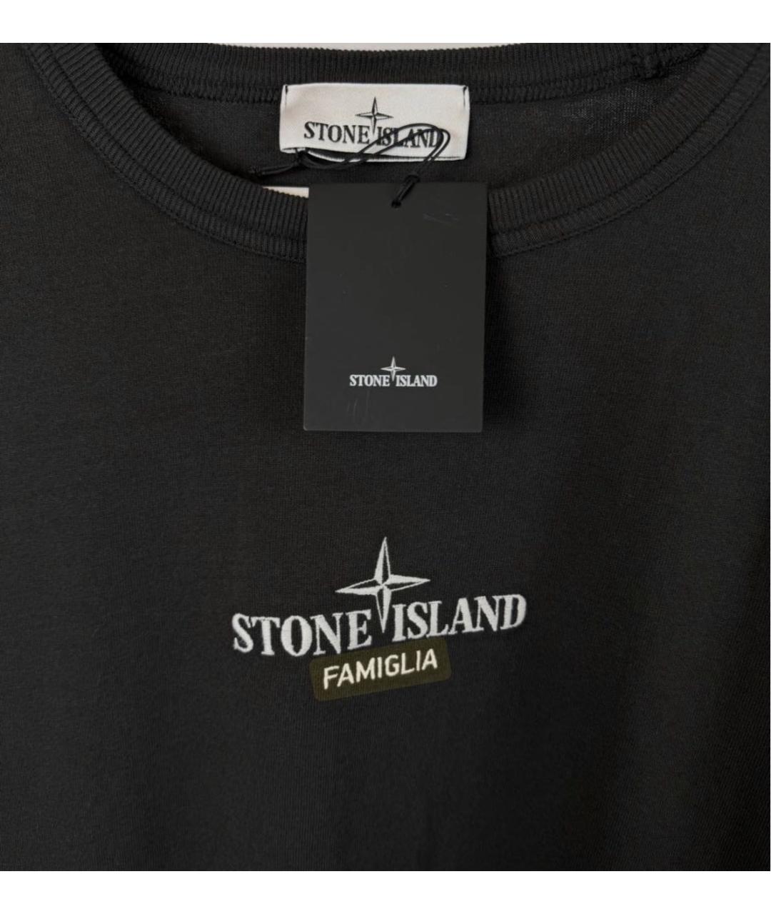 STONE ISLAND Черная хлопковая футболка, фото 8