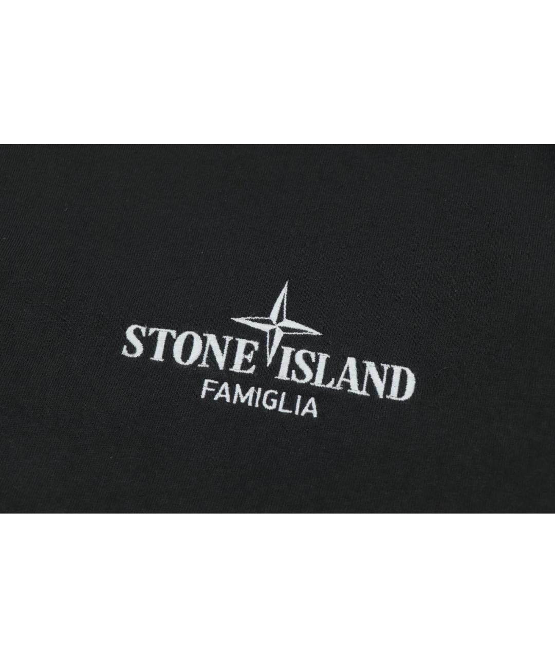 STONE ISLAND Черная хлопковая футболка, фото 6