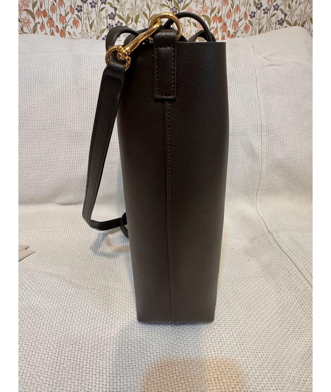 SAINT LAURENT Коричневая кожаная сумка тоут, фото 2