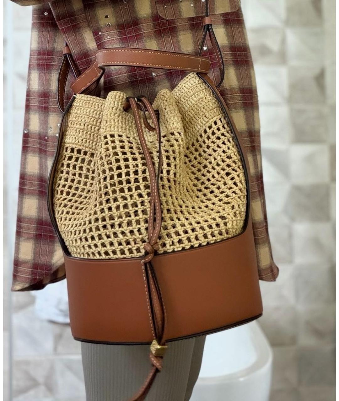LOEWE Бежевая рафия сумка через плечо, фото 2