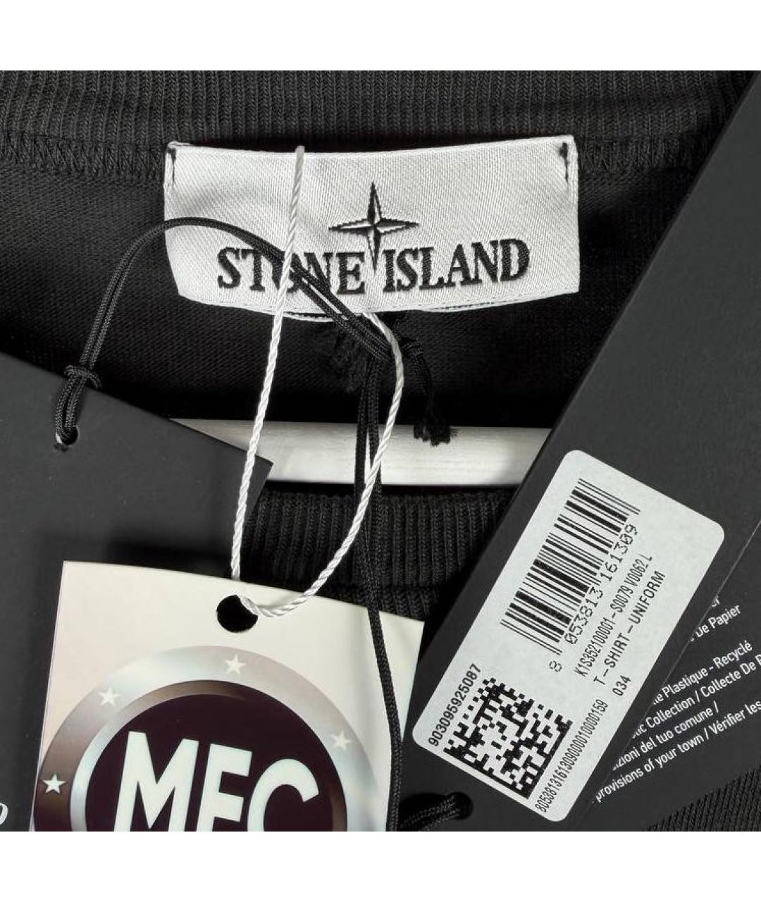 STONE ISLAND Черная хлопковая футболка, фото 3