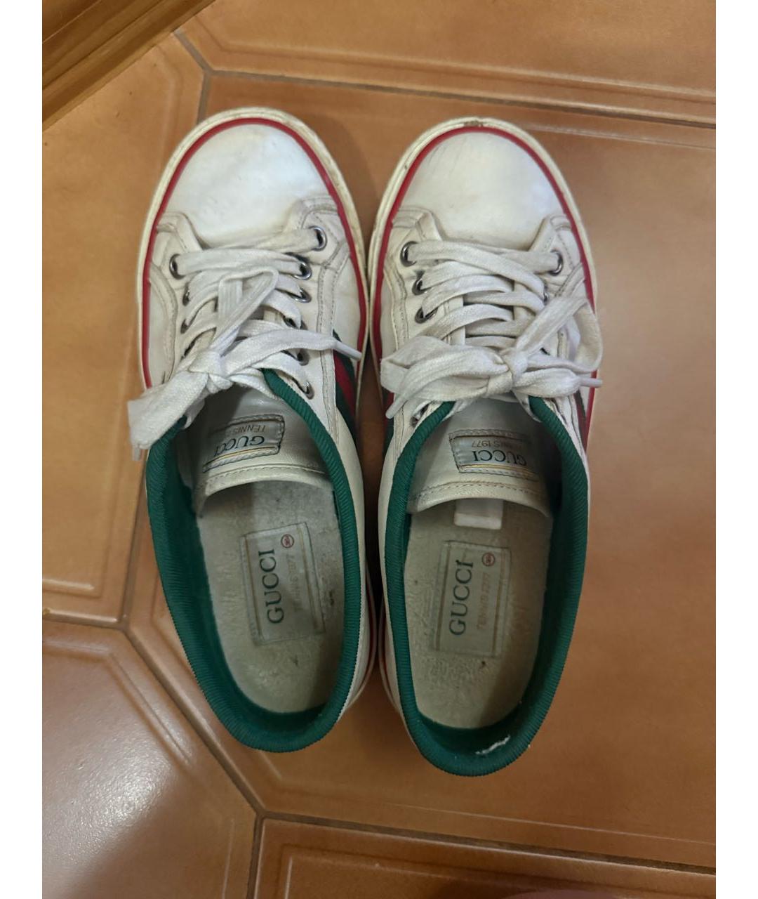 GUCCI Белые кожаные кеды, фото 2