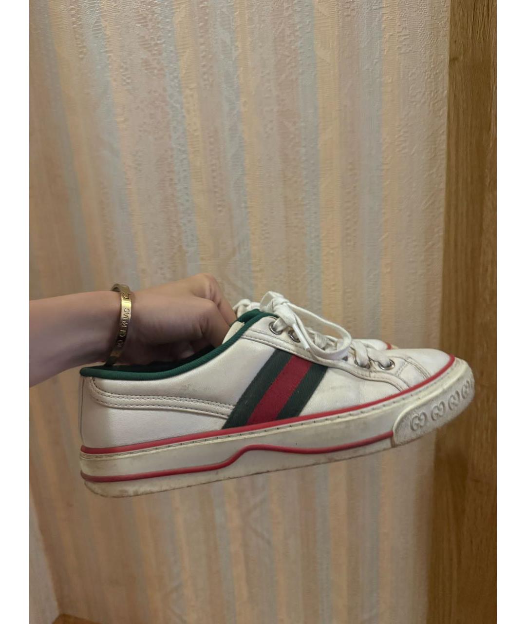 GUCCI Белые кожаные кеды, фото 3