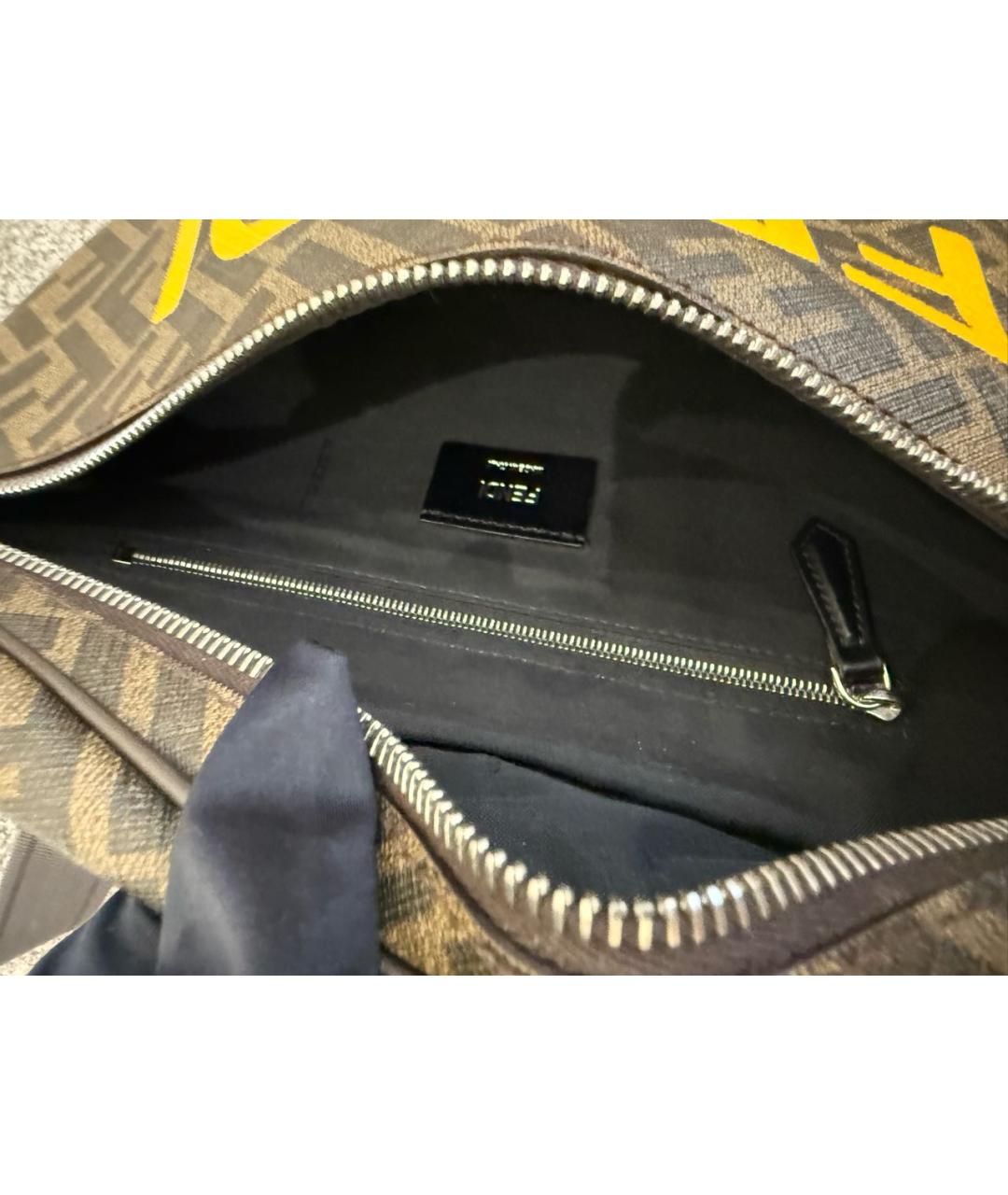 FENDI Коричневая канва поясная сумка, фото 4