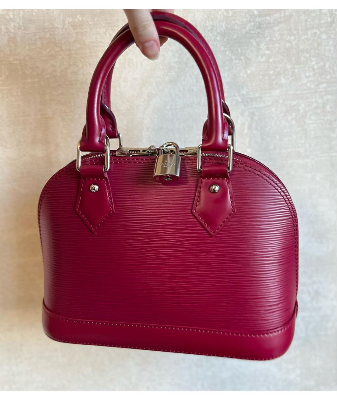 LOUIS VUITTON Бордовая кожаная сумка через плечо, фото 4