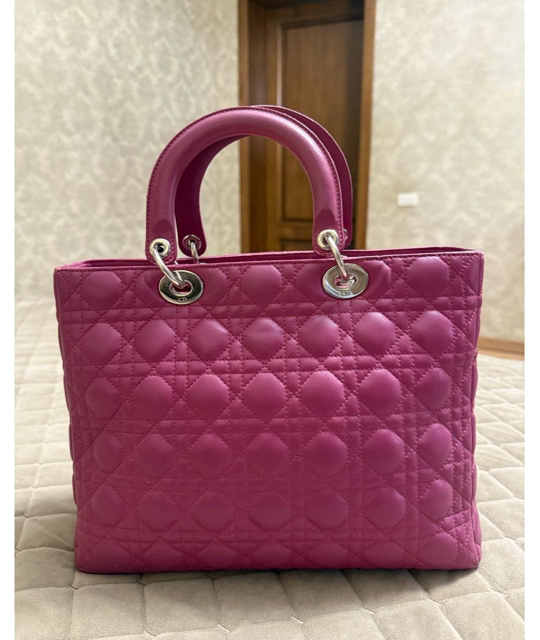 CHRISTIAN DIOR Розовая кожаная сумка с короткими ручками, фото 3