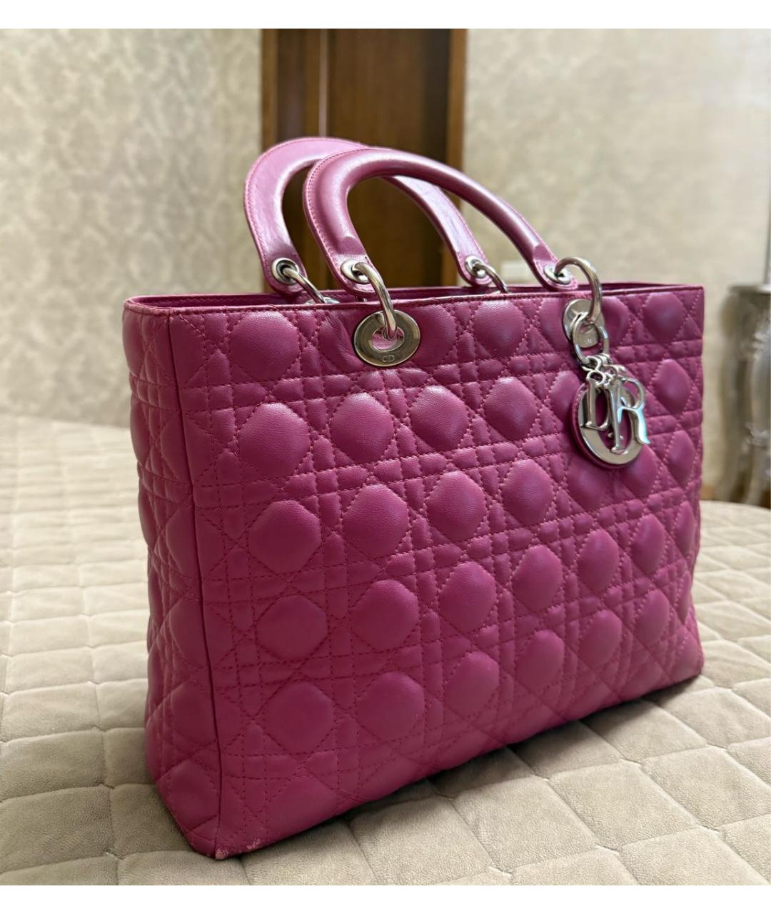 CHRISTIAN DIOR Розовая кожаная сумка с короткими ручками, фото 2