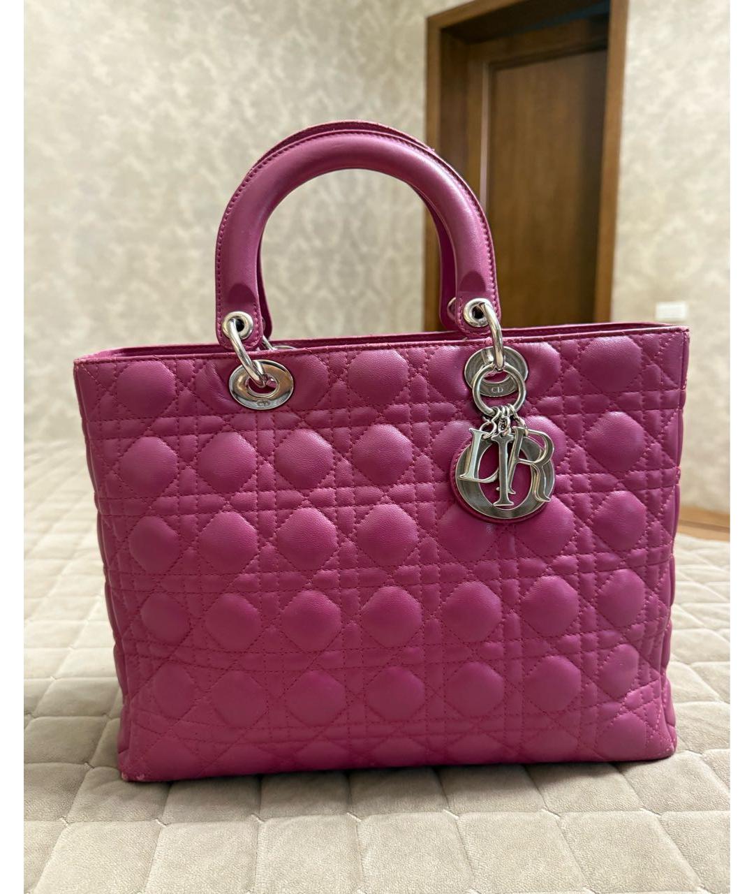CHRISTIAN DIOR Розовая кожаная сумка с короткими ручками, фото 8
