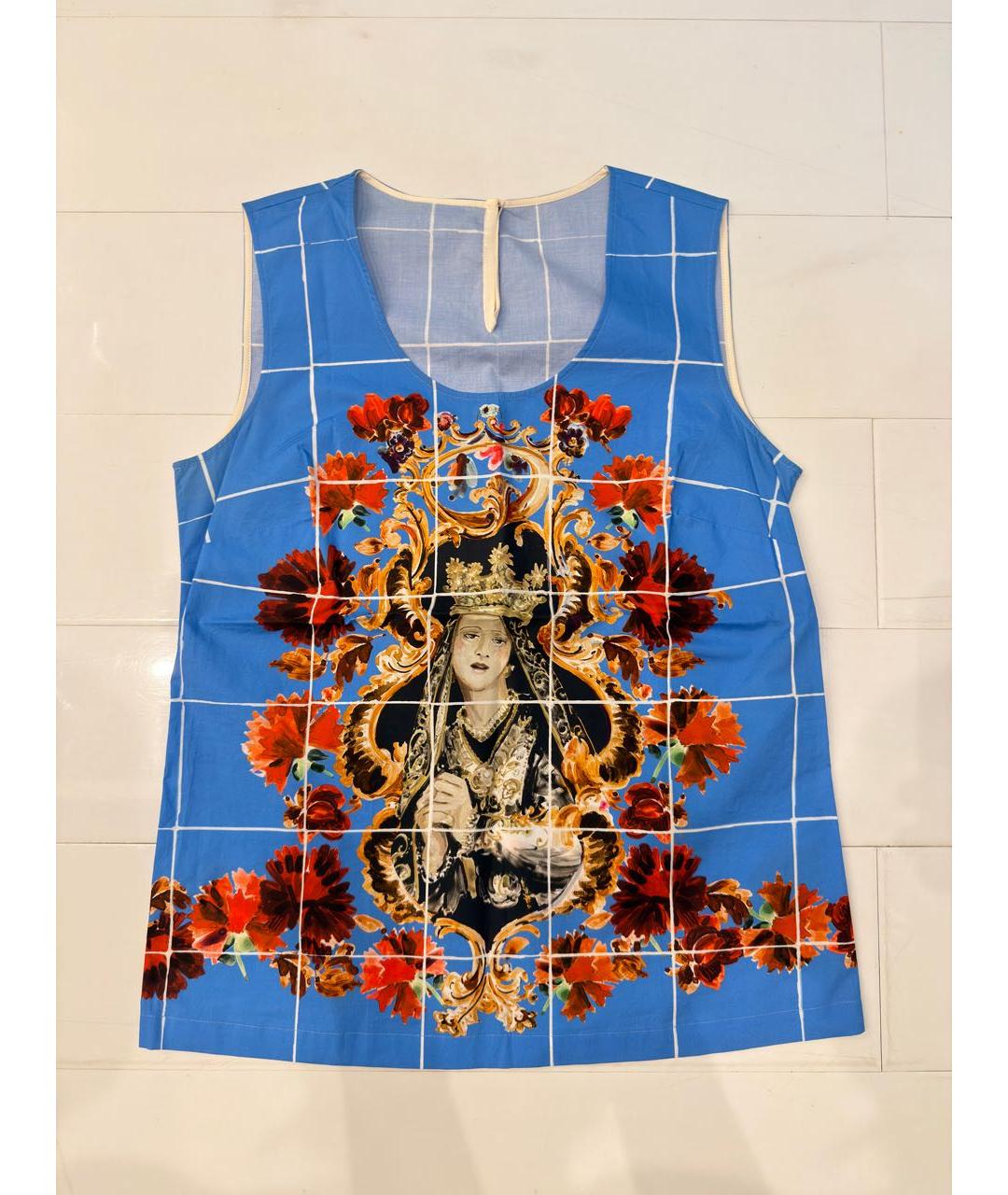 DOLCE&GABBANA Синяя хлопковая майка, фото 4