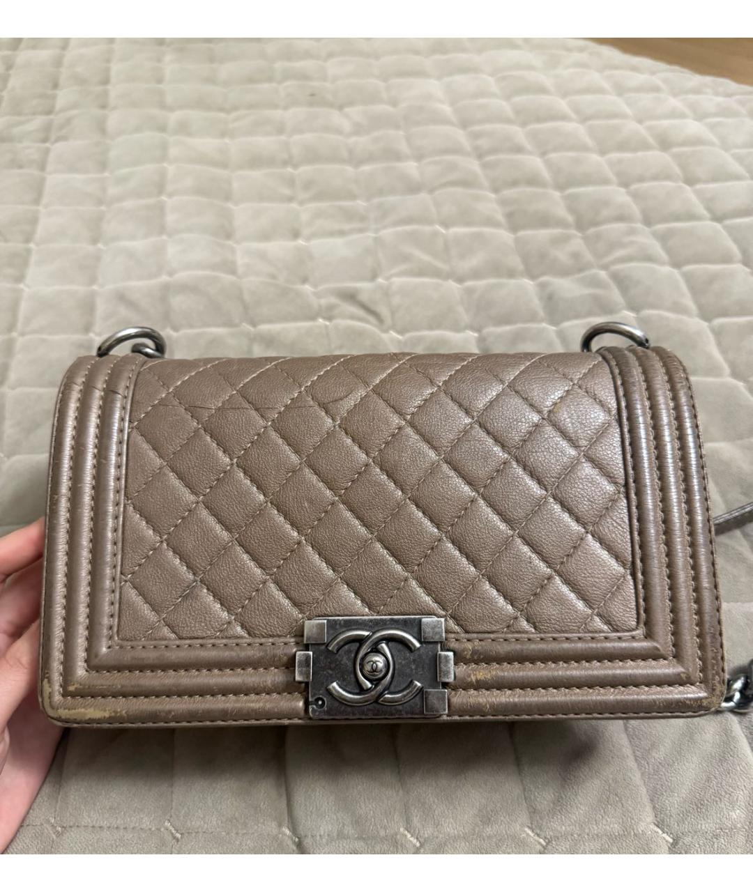 CHANEL Бежевая кожаная сумка через плечо, фото 5