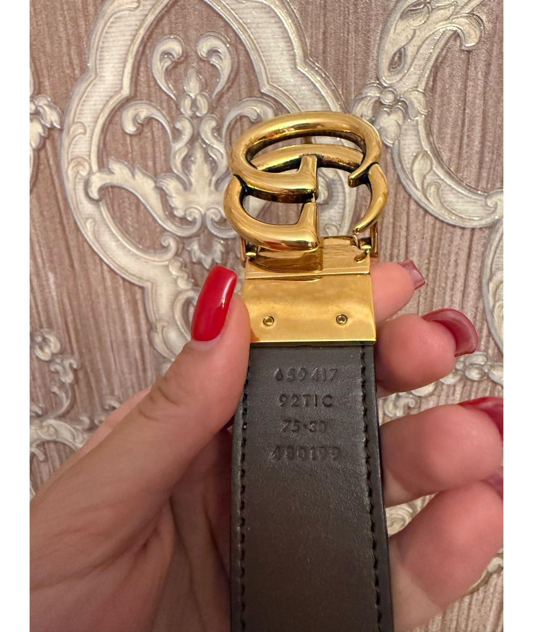 GUCCI Хаки кожаный ремень, фото 3