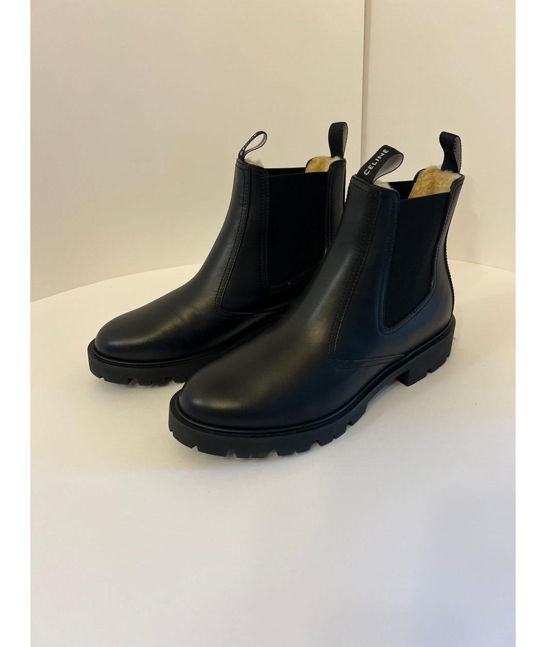CELINE Черные кожаные высокие ботинки, фото 8