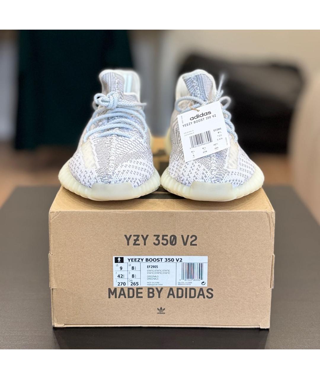 ADIDAS YEEZY Голубые текстильные низкие кроссовки / кеды, фото 3