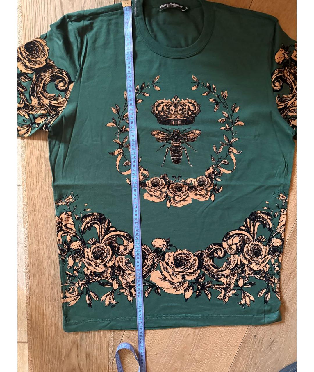 DOLCE&GABBANA Зеленая хлопковая футболка, фото 4