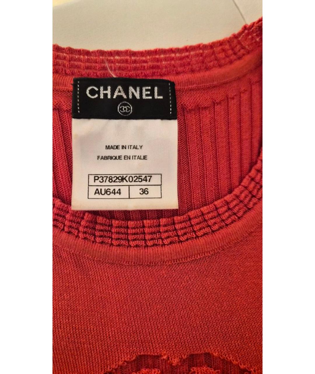 CHANEL Красное хлопковое платье, фото 3